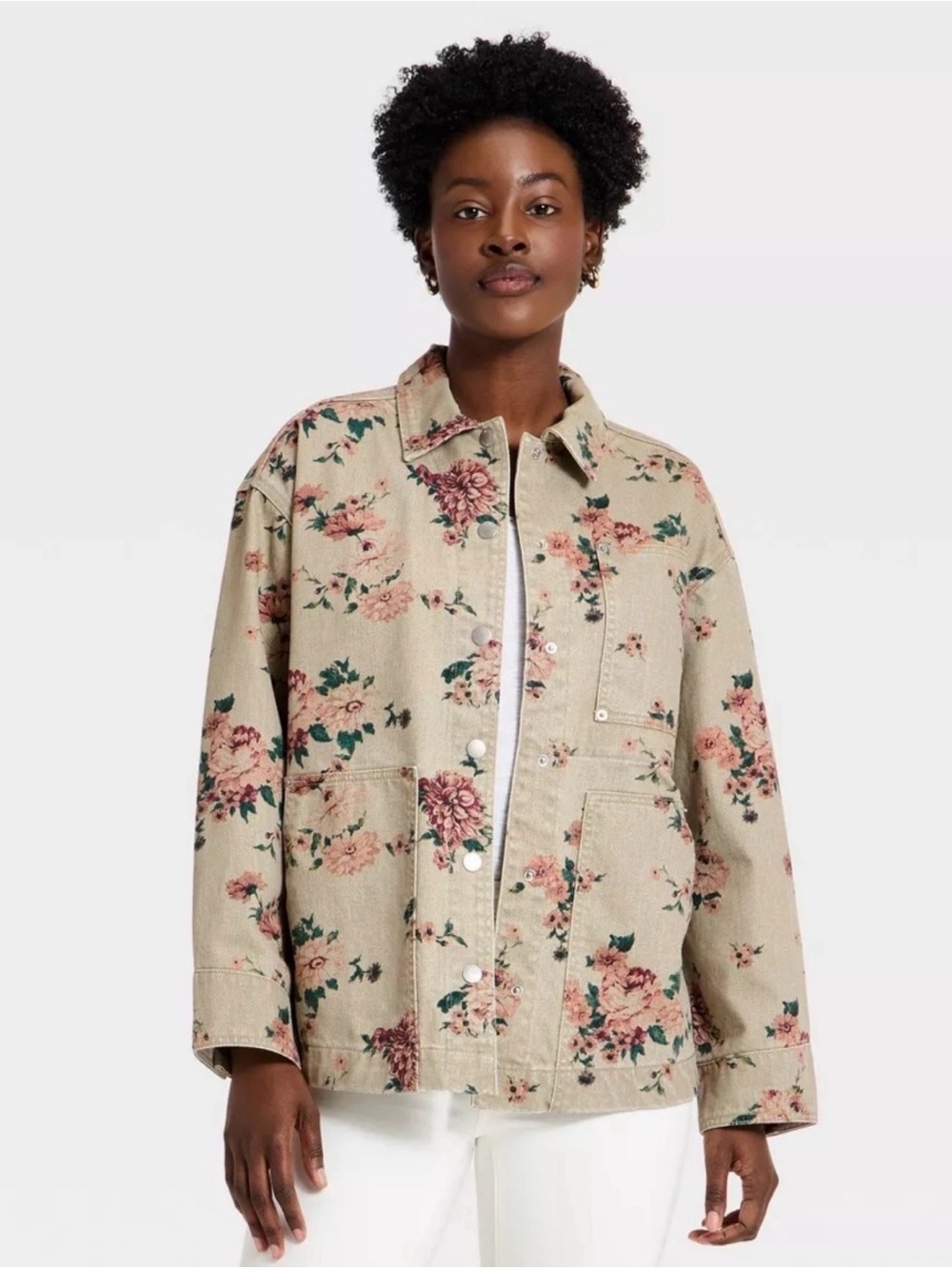 Universal Thread - Women’s Western Chore Coat Khaki Floral Jacket